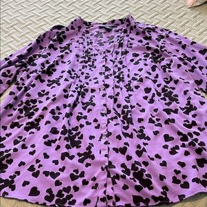 Denim 24/7 Lavender Heart Print Blouse